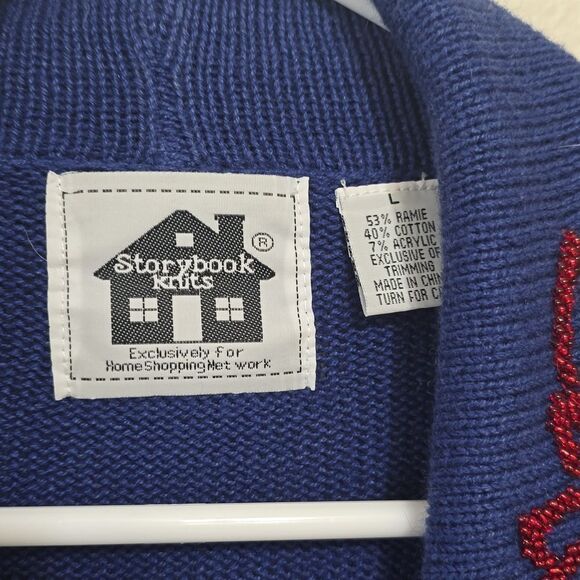 STORYBOOK KNIT Vintage 90s Boho Fringe Beaded Cardigan SZ LARGE - Picture 2 of 9